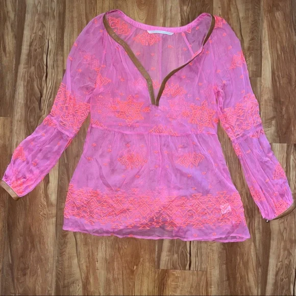 Twelfth Street by Cynthia Vincent Neon Pink Top - Picture 1 of 4